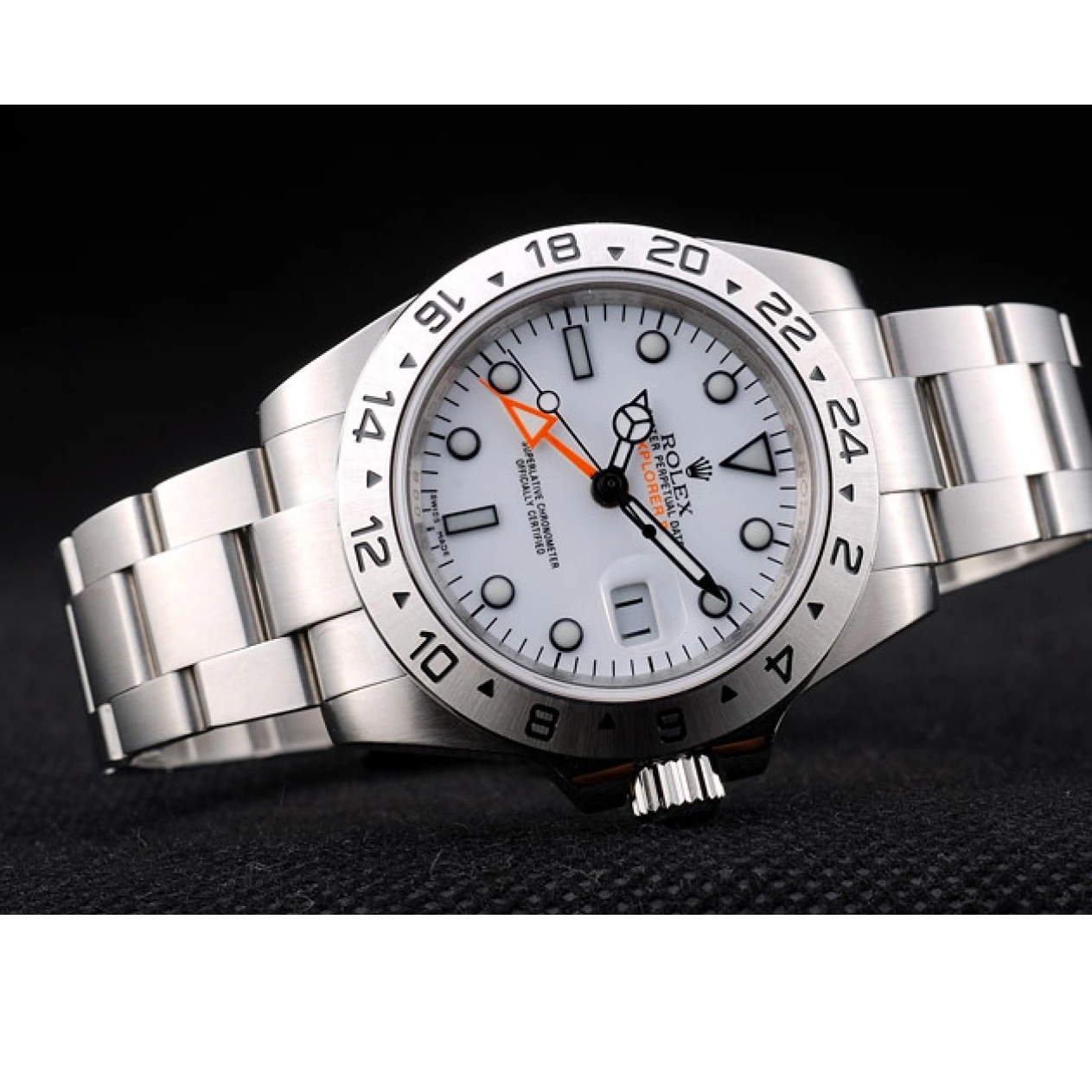 Aaa fake watches Steel Watch Bezel Stainless White Dial Explorer Rolex 0816